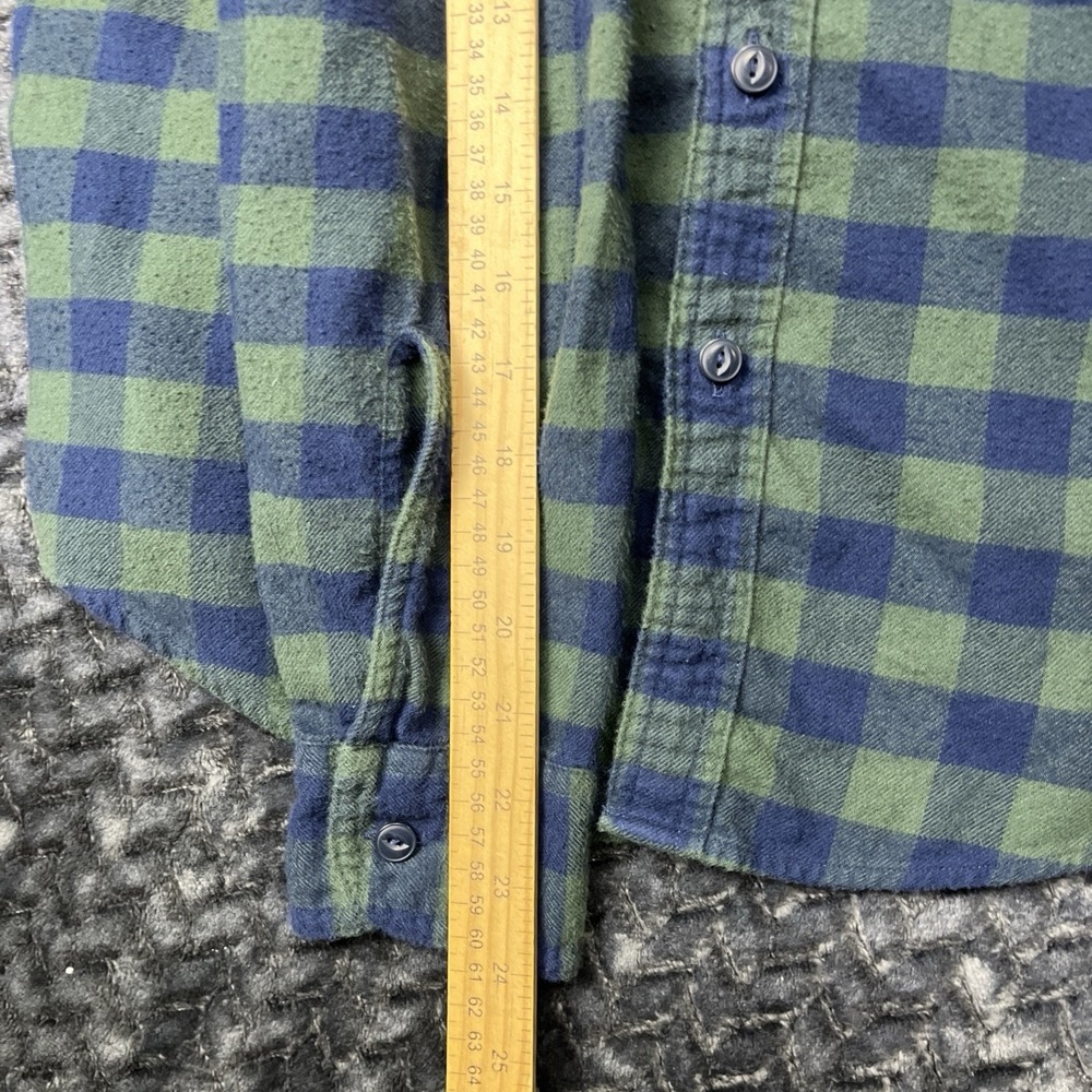 J Crew Shirt Mens Small Blue Green Plaid Mid Weight Flannel Work Button Classic - Picture 6 of 8